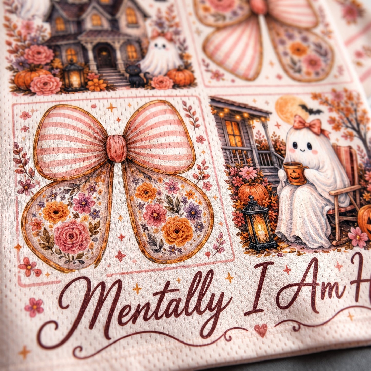 ChaoticClub Preppy Mentally I am Here Halloween Lover Mesh Jersey