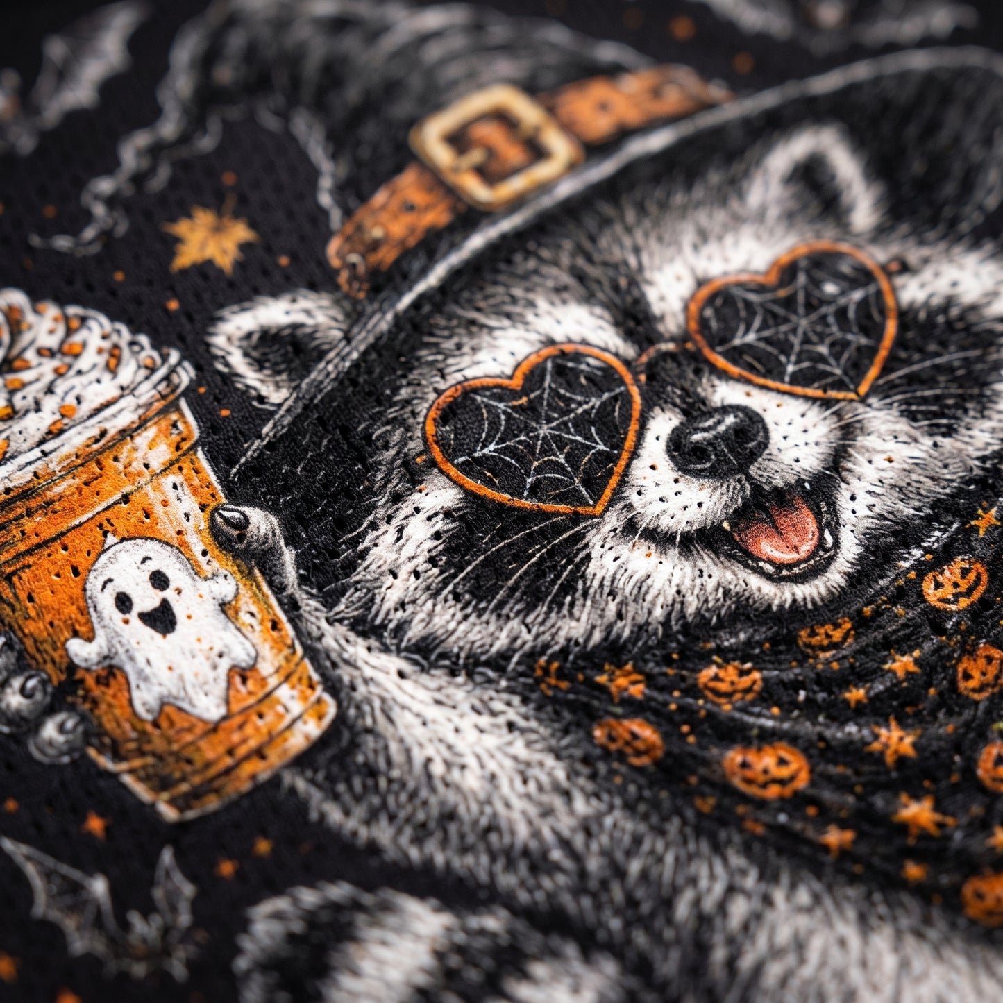 ChaoticClub Here for the Boos Racoon Halloween Mesh Jersey