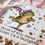 ChaoticClub First of All Jesus Thinks Im A Delight Frog Coffee Mesh Jersey
