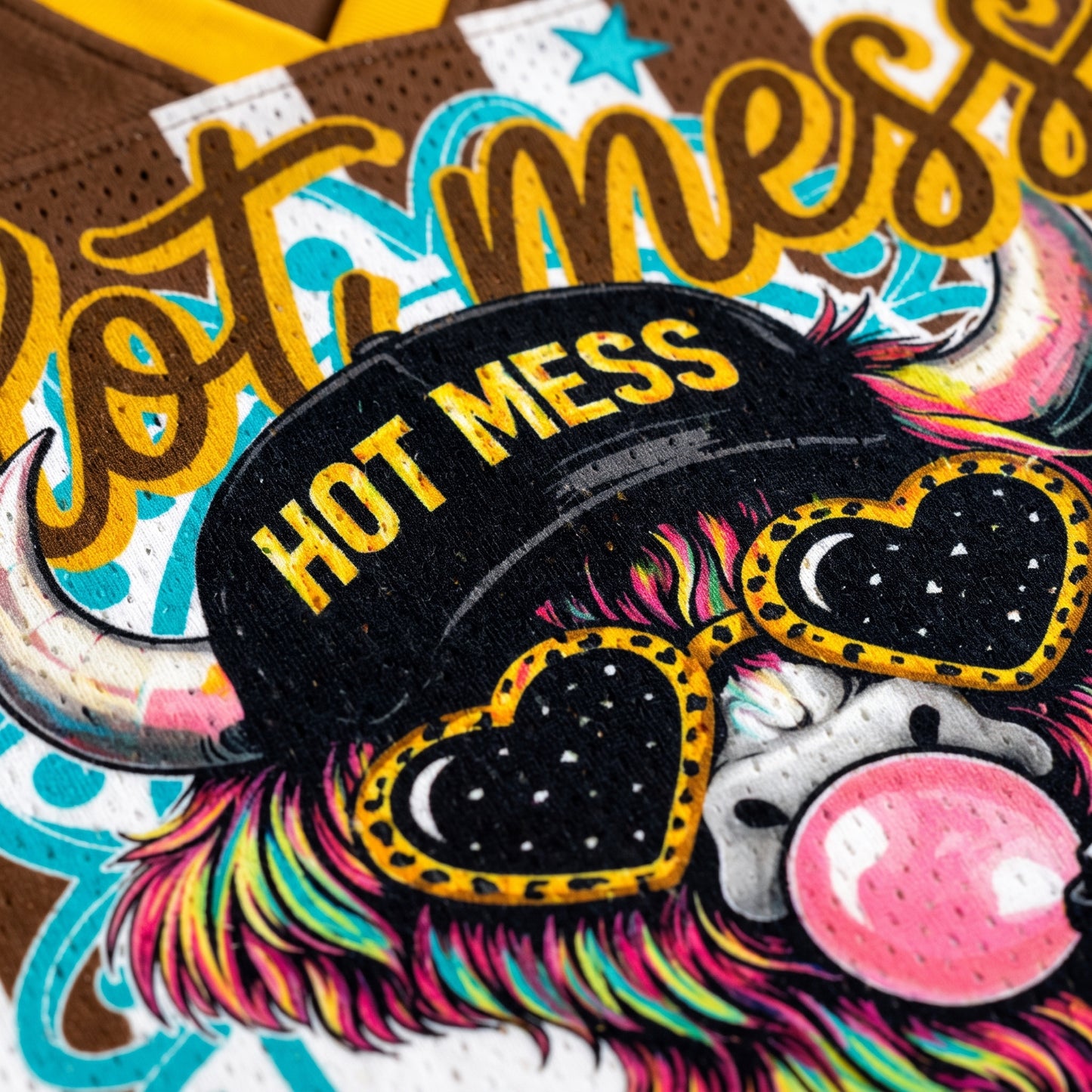 ChaoticClub Hot Mess Highland Cow Bumble Mesh Jersey