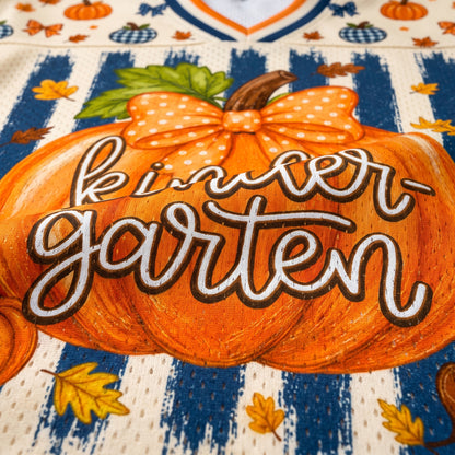 ChaoticClub Fall Back To School Striped Teacher Pumpkin Mesh Jersey