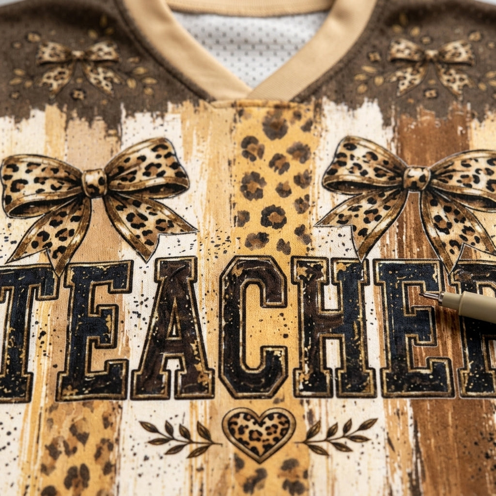 ChaoticClub Coquette Leopard Teacher Mesh Jersey