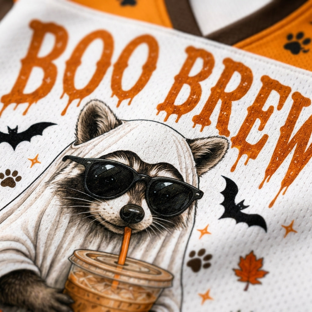 Chaotic Club Feral Halloween Boo Ghost Raccoon Halloween Mesh Jersey