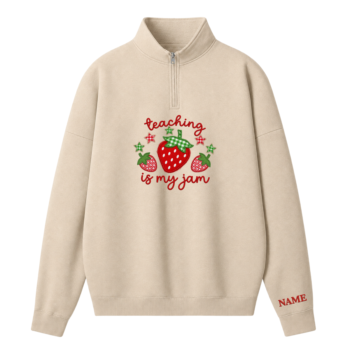 Chaotic Club Embroided Back To School Teaching Is My Jam Quarter Zip Sweatshirt