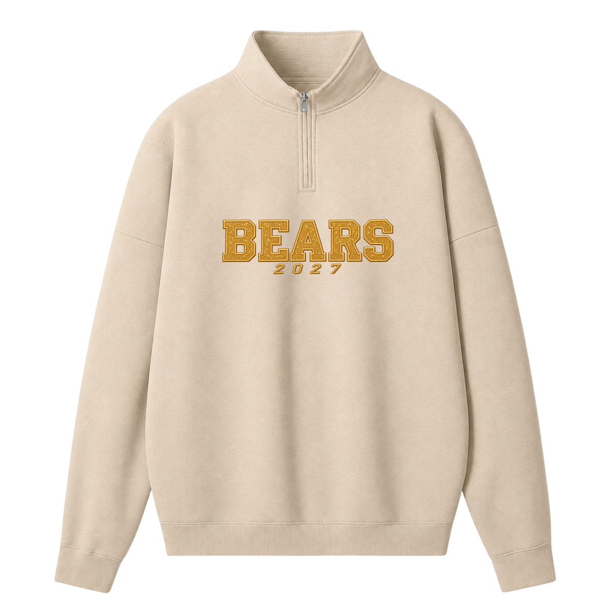 Chaotic Club Glitter Embroided Graduation Senior Mascot Quarter Zip Sweatshirt