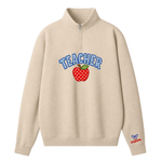 Chaotic Club Gingham Embroided Teacher Appreciation Apple Quarter Zip Sweatshirt