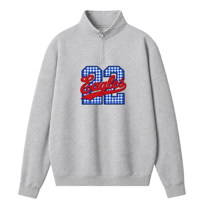 Chaotic Club Gingham Embroided Custom Player Number Game Day Quarter Zip Sweatshirt