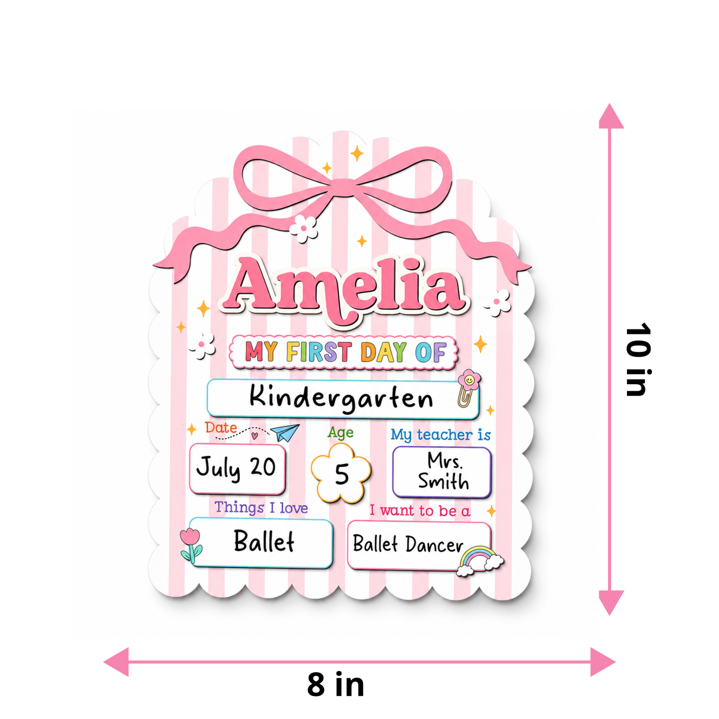 ChaoticClub  First & Last Day of School Striped Personalized