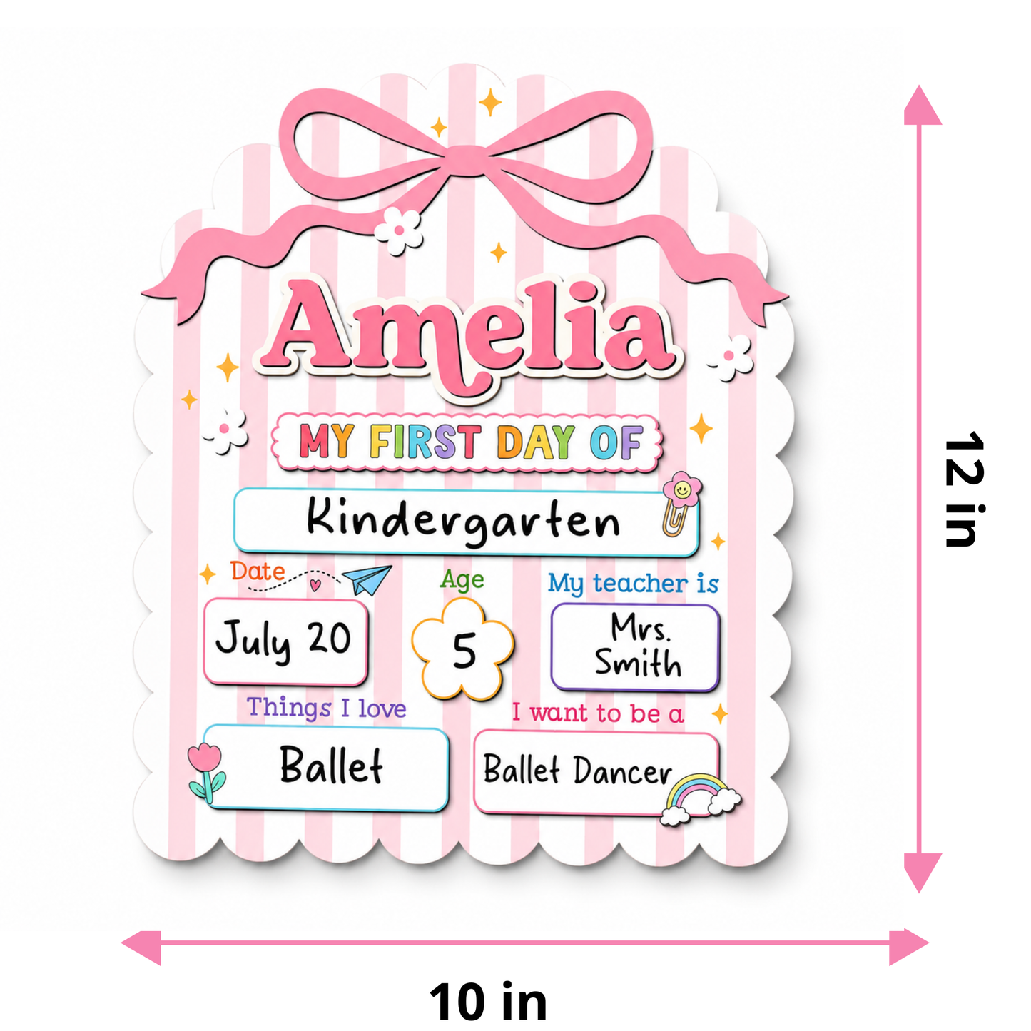 ChaoticClub  First & Last Day of School Striped Personalized