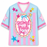 ChaoticClub mesh jersey second grade variant featuring stars, striped background, and colorful school-themed graphics