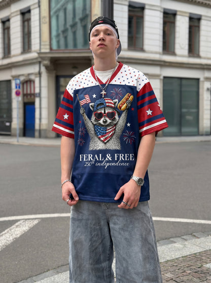 ChaoticClub USA Feral & Free Patriotic Raccoon Mesh Jersey