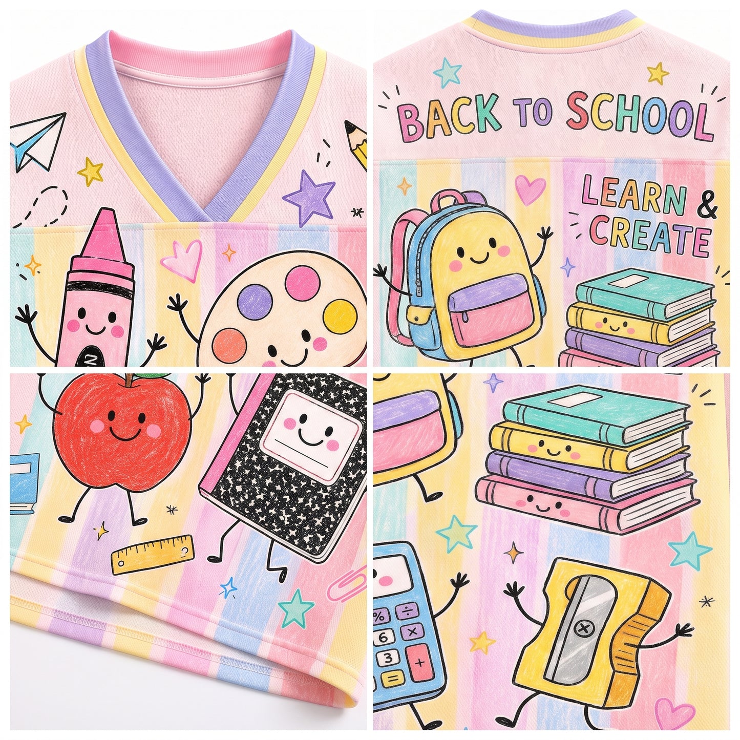 ChaoticClub Cute School Supplies Back To School Mesh Jersey