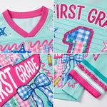ChaoticClub Retro Striped Floral Pennant Flag School Grade Coquette Mesh Jersey