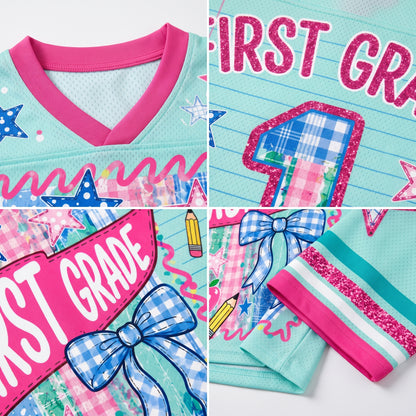 ChaoticClub Retro Striped Floral Pennant Flag School Grade Coquette Mesh Jersey