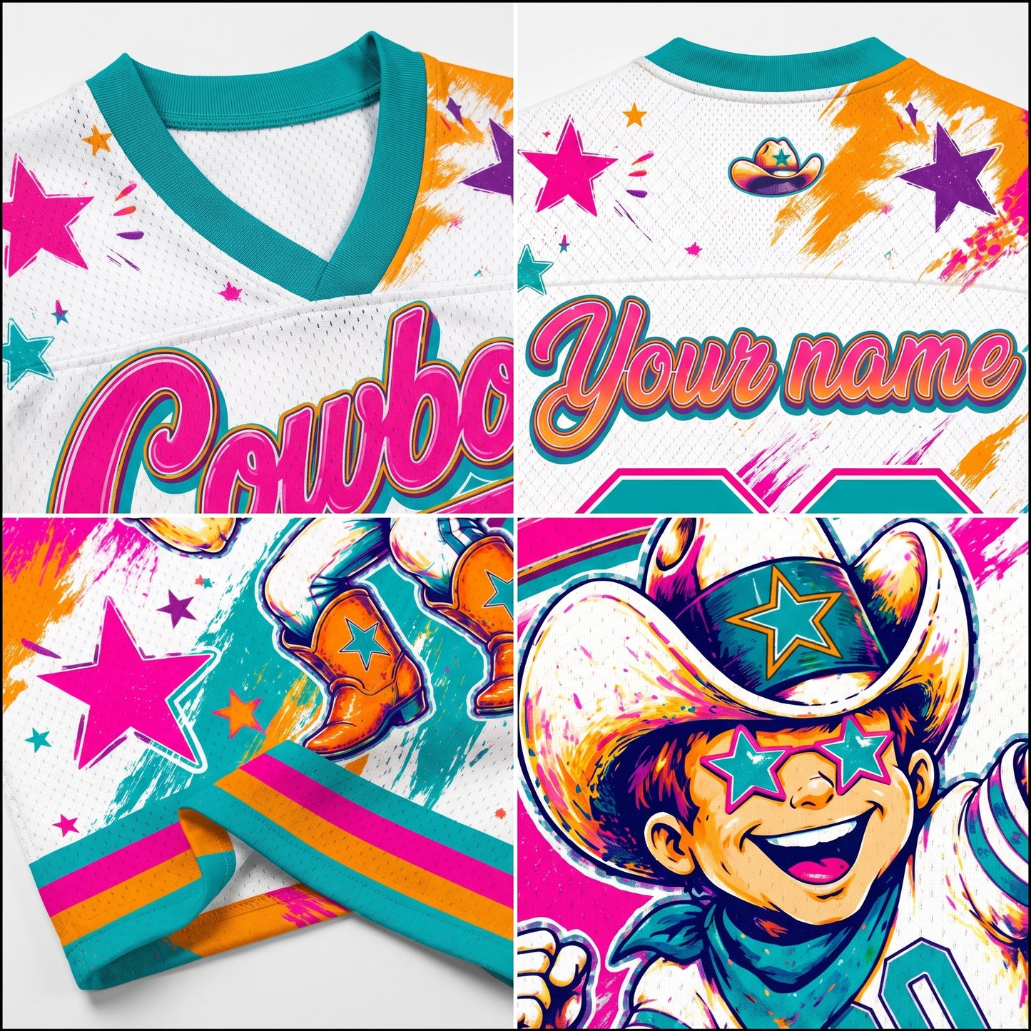 ChaoticcClub Cowboys Stars & Pink Stripes Mascot Mesh Jersey