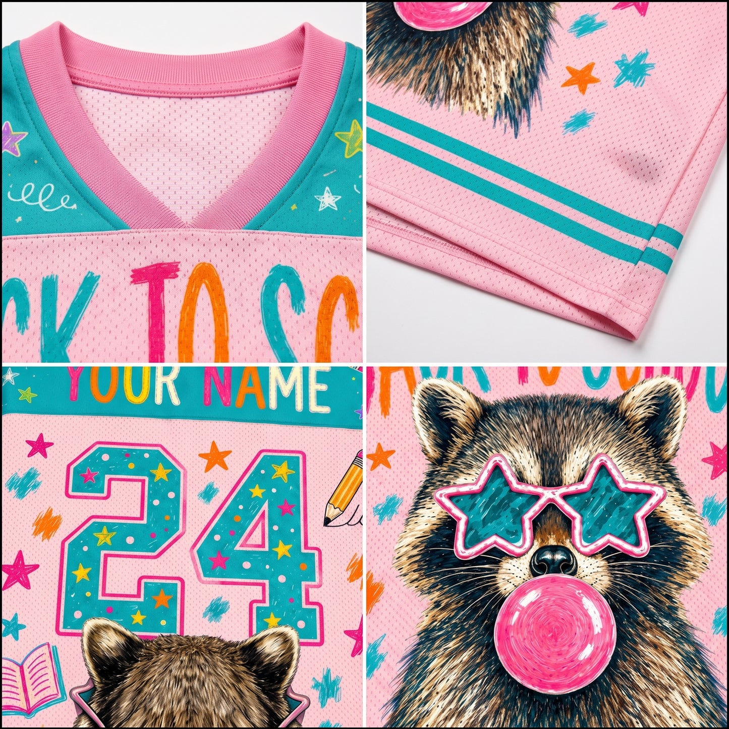 ChaoticClub Bubble Gum Raccoon Back to School Mesh Jersey