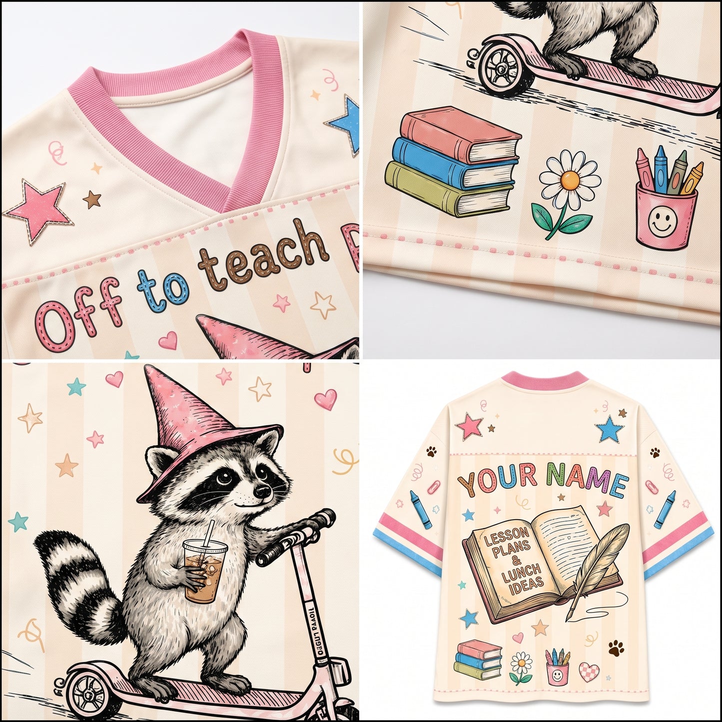 ChaoticClub Off To Teach Back to School Racoon Mesh Jersey