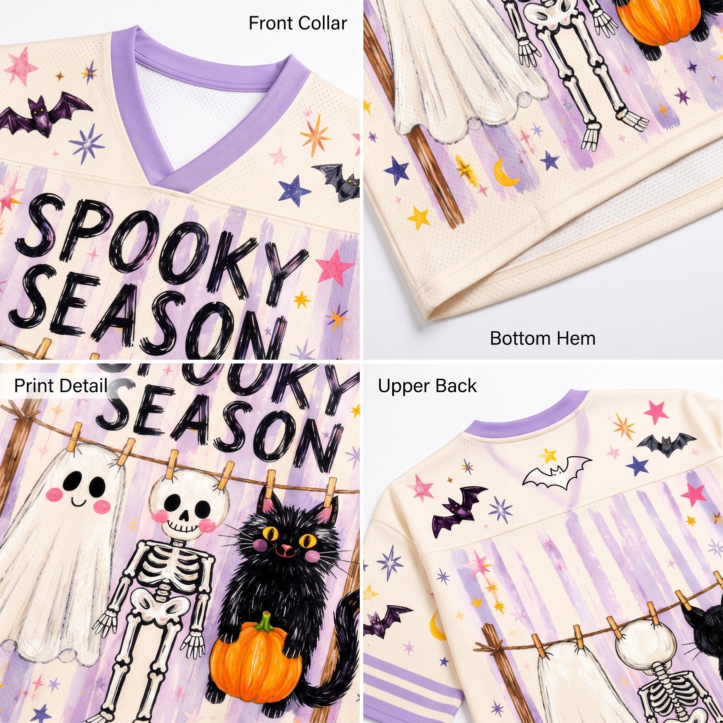 ChaoticClub Preppy Spooky Season Coquette Skeleton Mesh Jersey