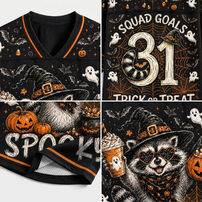 ChaoticClub Here for the Boos Racoon Halloween Mesh Jersey