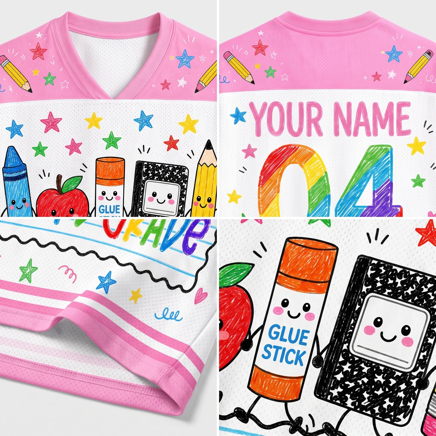 ChaoticClub Cute School Supplies Back To School Mesh Jersey