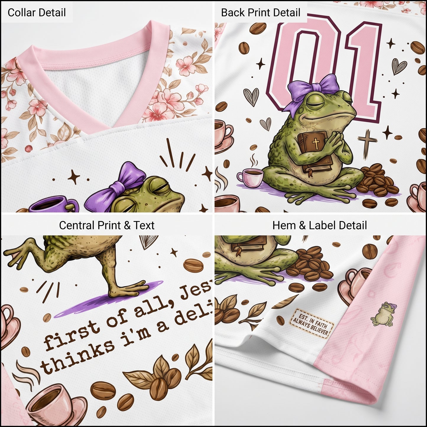 ChaoticClub First of All Jesus Thinks Im A Delight Frog Coffee Mesh Jersey