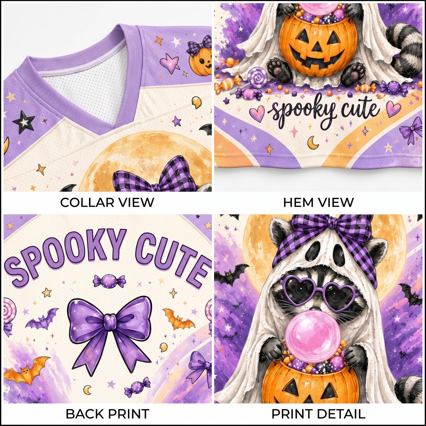 ChaoticClub Spooky Candy Bucket Ghost Raccoon Halloween Mesh Jersey