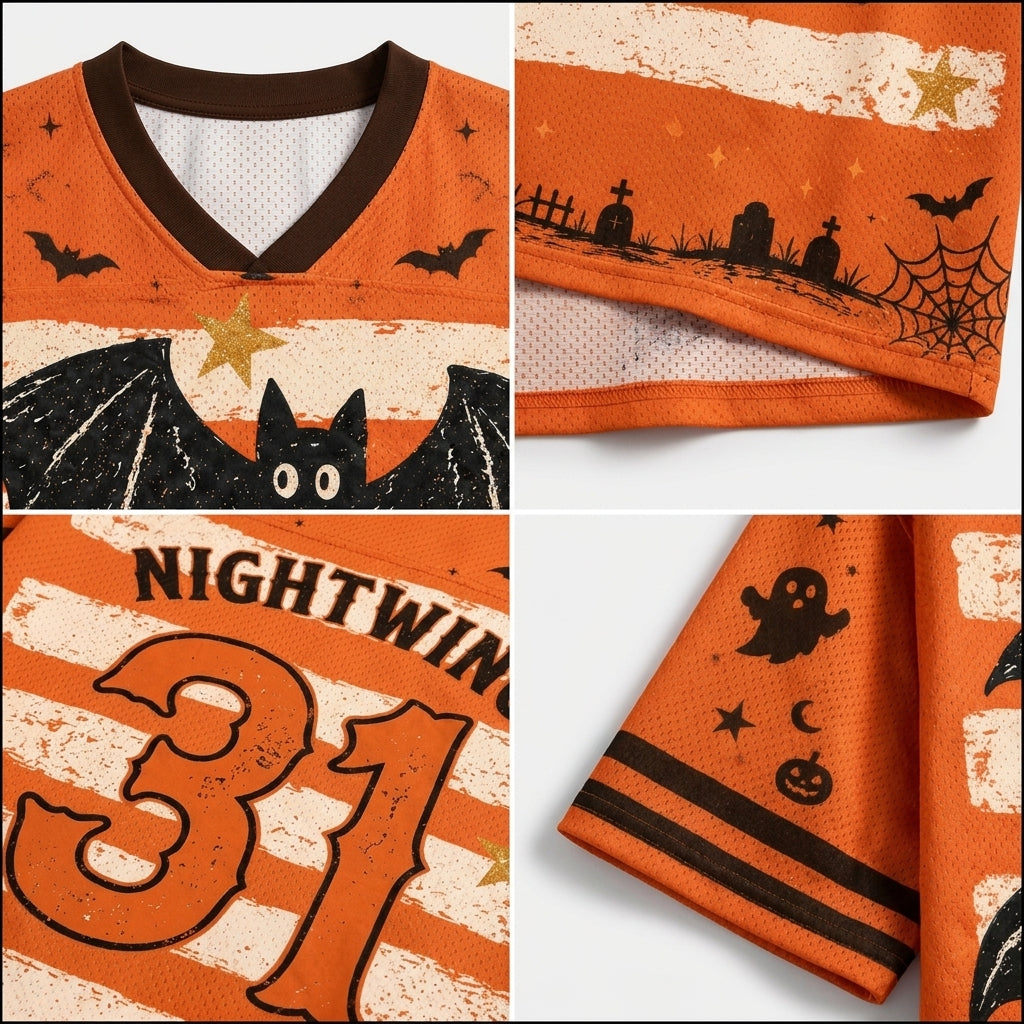 Chaotic Club Halloween Bats Stripes Spooky Season Mesh Jersey