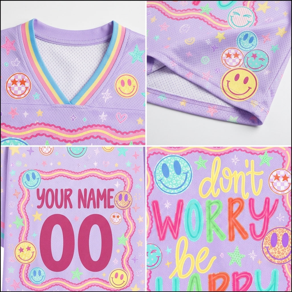 Chaotic Club Don't Worry Be Happy Spring Smiley Face  Mesh Jersey