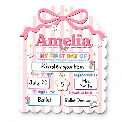 ChaoticClub  First & Last Day of School Striped Personalized