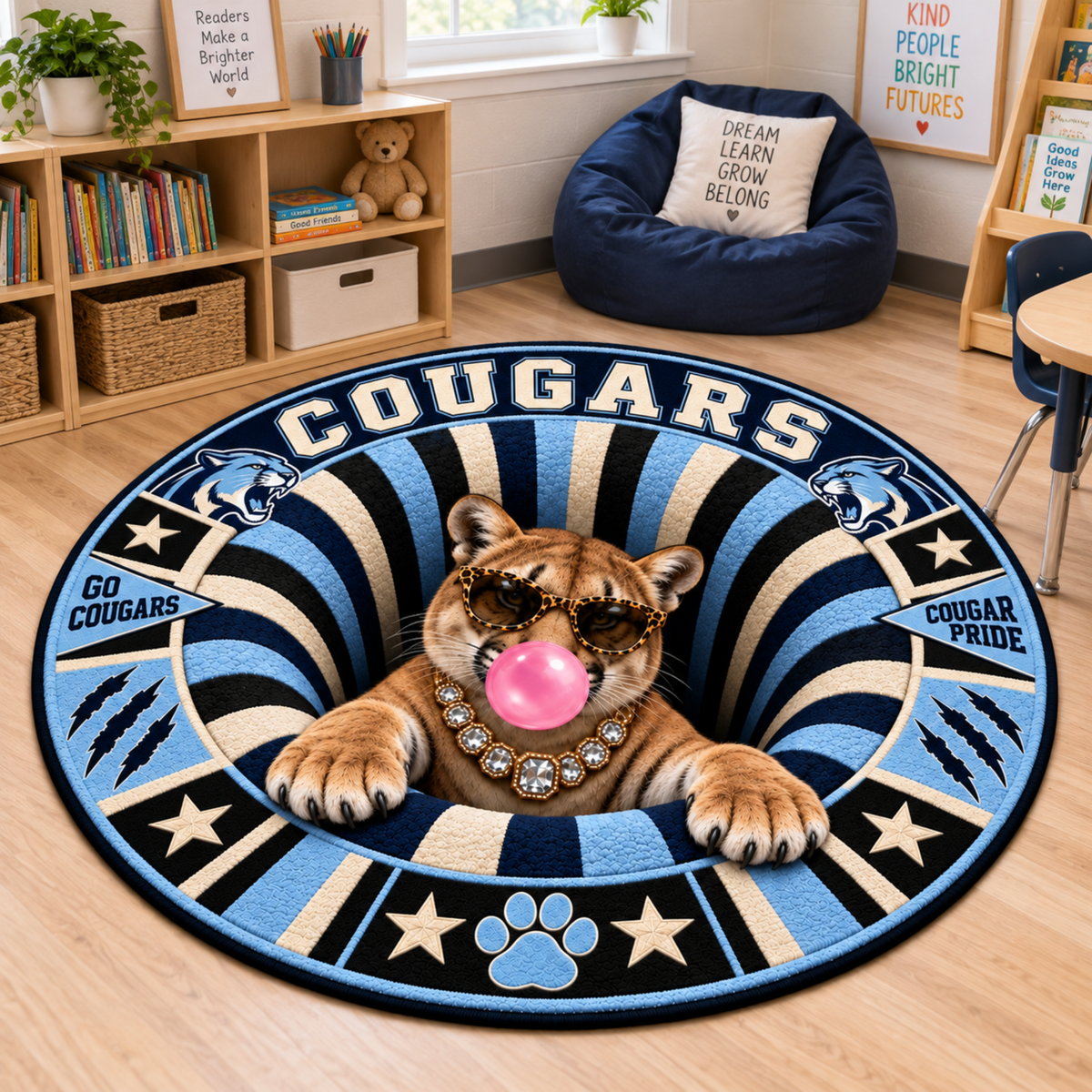 Chaotic Club Personalized Mascot 3D Optical Illusion Round Rug
