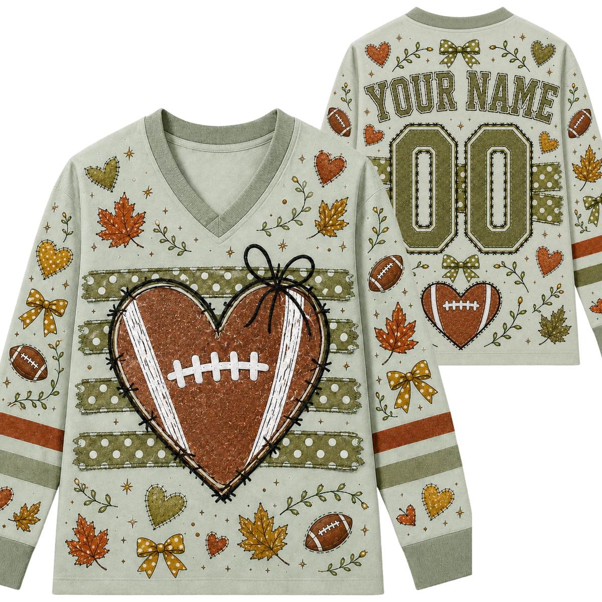 Chaotic Club Custom Stitched Heart Football Long Sleeve Jersey