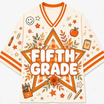 Chaotic Club Fall Back To School Mesh Jersey - Fifth Grade star graphic design
