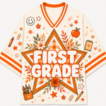 Chaotic Club Fall Back To School Mesh Jersey - First Grade star graphic design