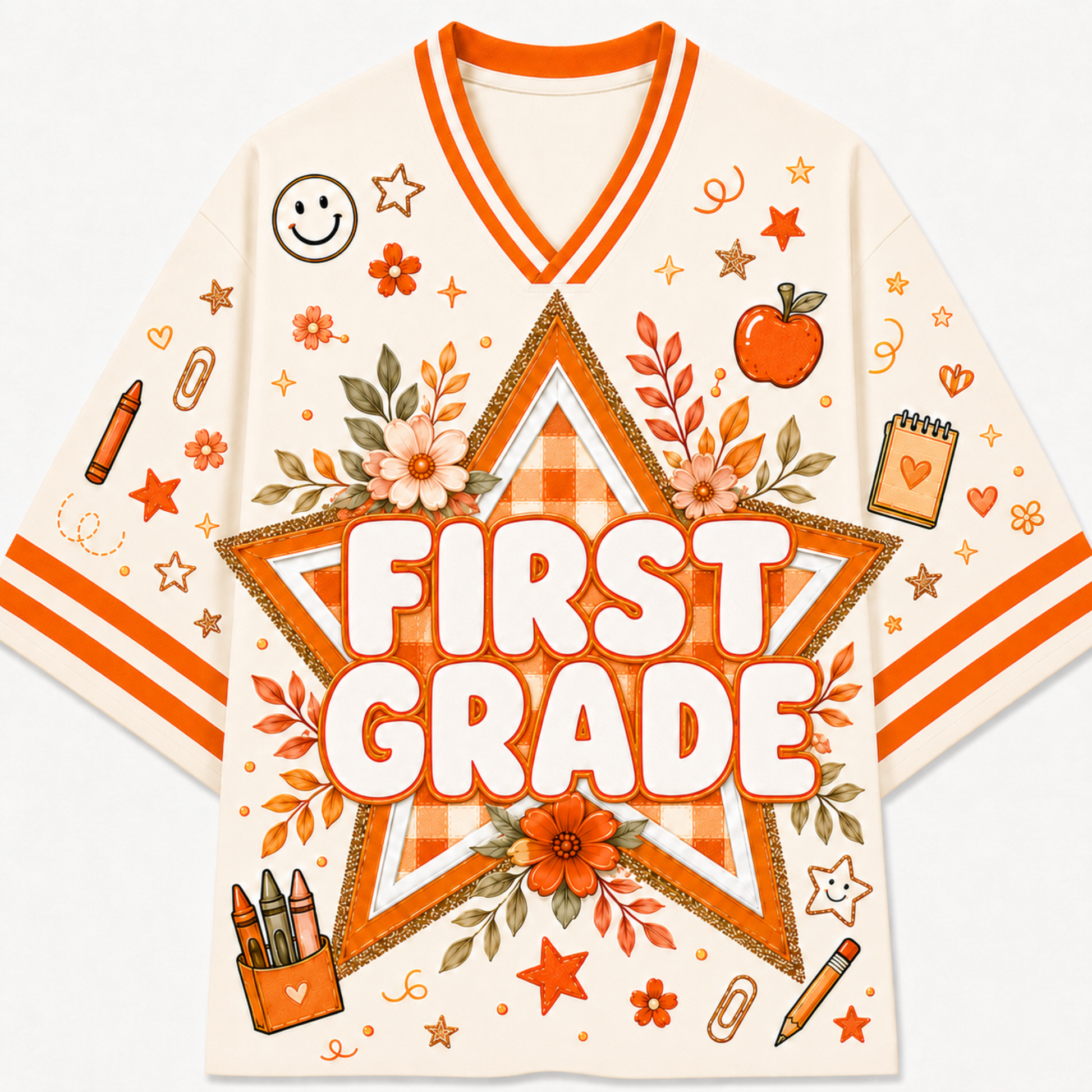 Chaotic Club Fall Back To School Mesh Jersey - First Grade star graphic design