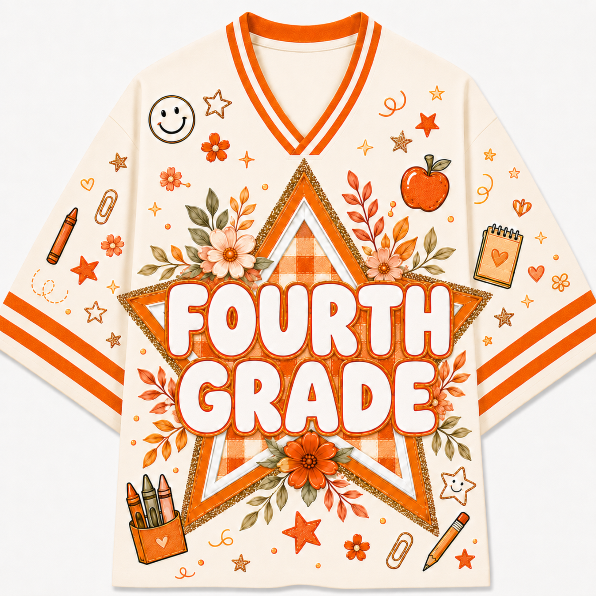 Chaotic Club Fall Back To School Mesh Jersey - Fourth Grade star graphic design