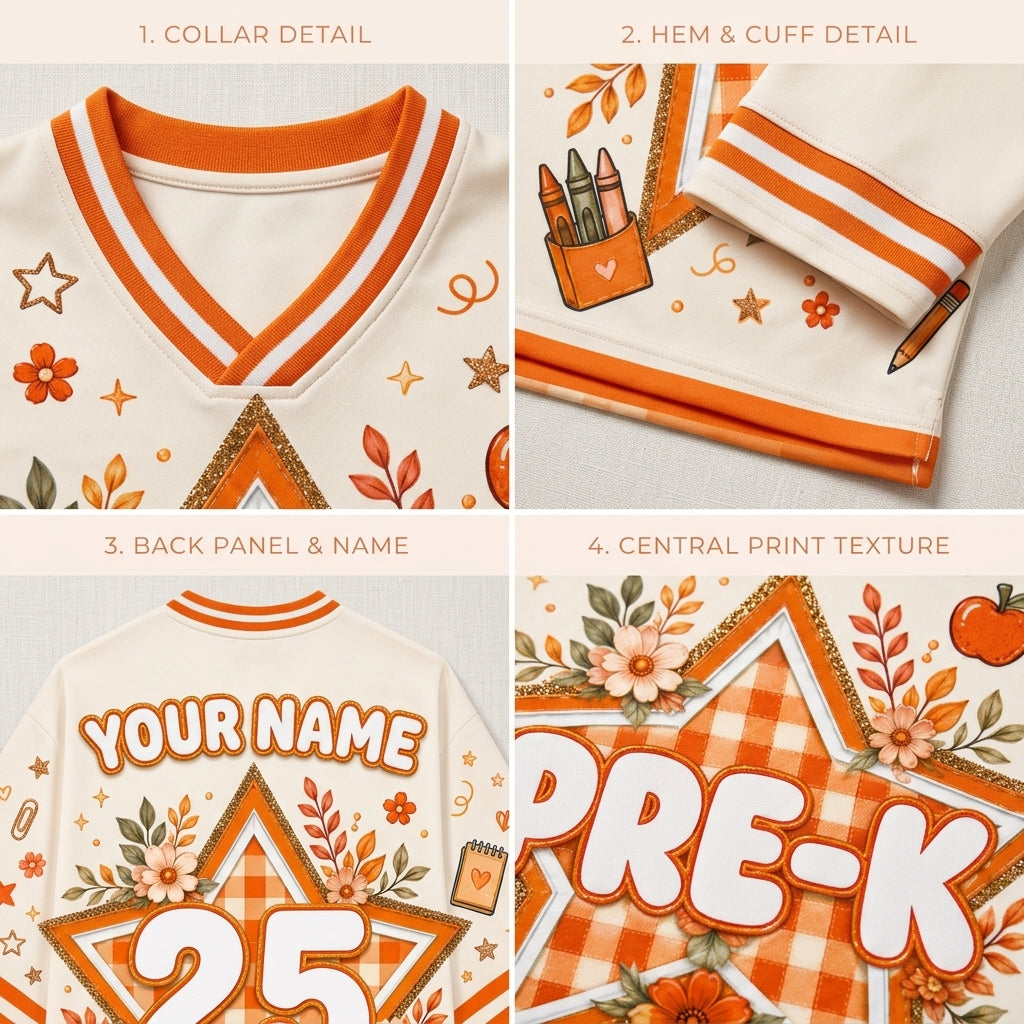 Chaotic Club Fall Back To School Mesh Jersey - neckline detail with personalized star design