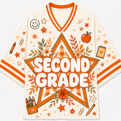 Chaotic Club Fall Back To School Mesh Jersey - Second Grade star graphic design