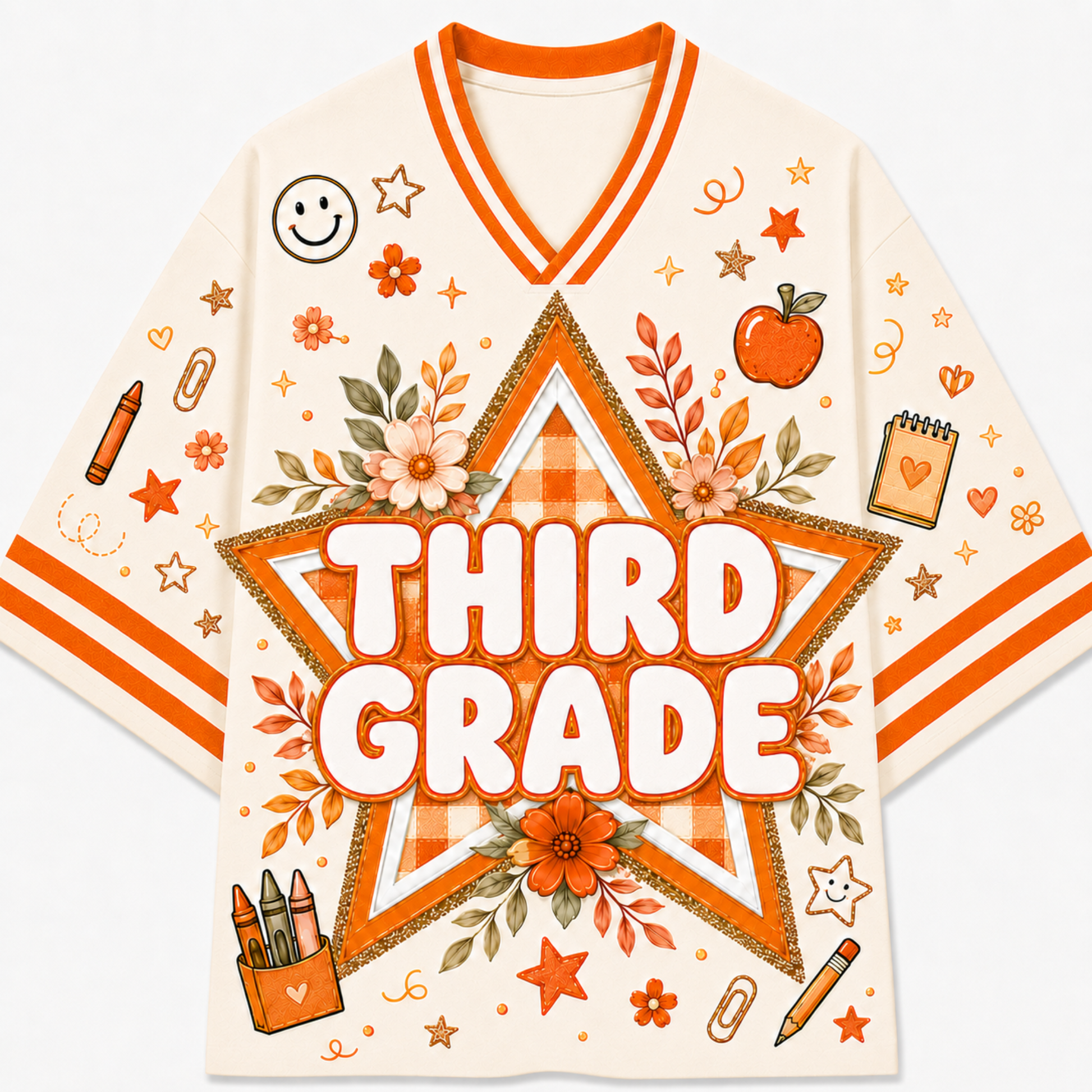 Chaotic Club Fall Back To School Mesh Jersey - Third Grade star graphic design