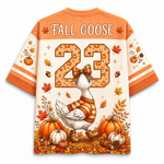 Chaotic Club Funny Cozy Goose Bubblegum Autumn Mesh Jersey - back view with Fall Goose 23 graphic