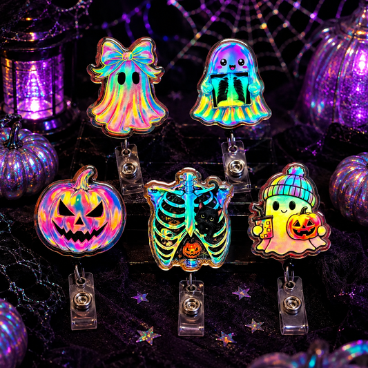 Chaotic Club Holographic Iridescent Halloween Retractable Badge Reel