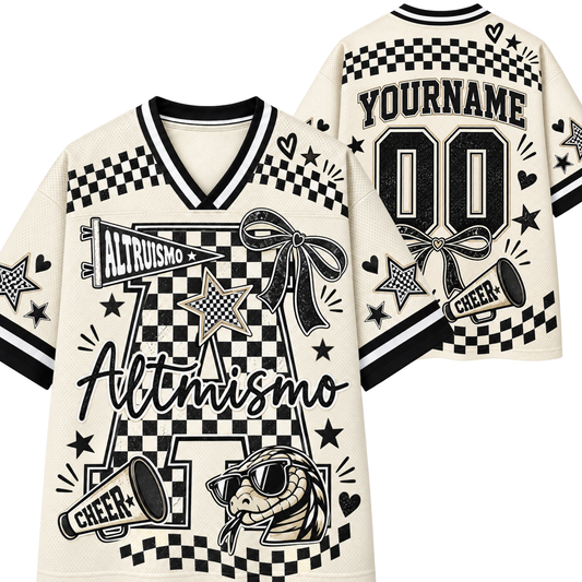 Chaotic Club Mascot Checkered Bow Game Day Sports Mesh Jersey