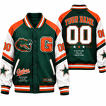 Chaotic Club Retro Mascot School Spirit Varsity Jacket - Green Orange Gators Design