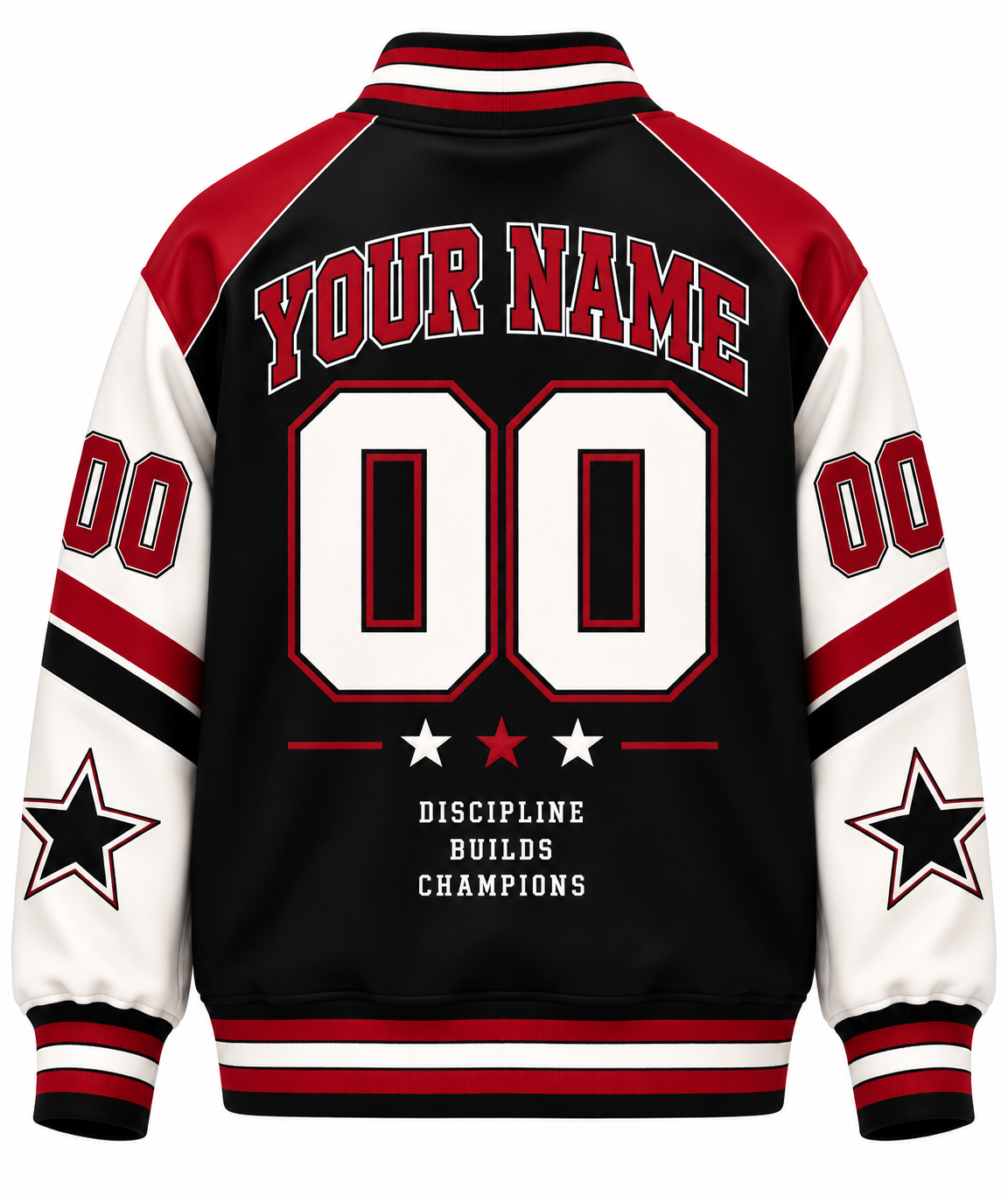 Chaotic Club Retro Mascot School Spirit Varsity Jacket - Back View Personalization Detail