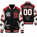 Chaotic Club Retro Mascot School Spirit Varsity Jacket - Maroon Bulldogs Design