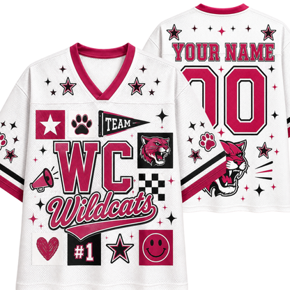 Chaotic Club School Mascot Retro Sticker Patchwork Game Day Sports Mesh Jersey