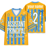 Chaotic Club School Staff Coquette Bow Striped Game Day Mesh Jersey