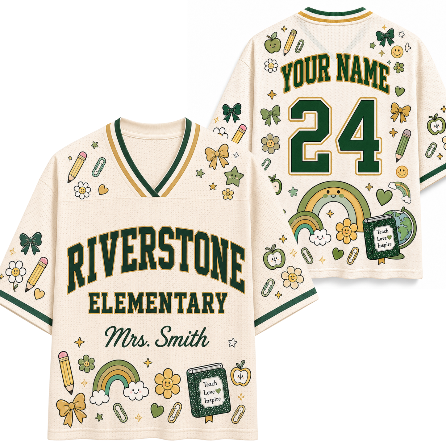 Custom St. Patrick's Day themed hockey jersey shown from both front and back views.