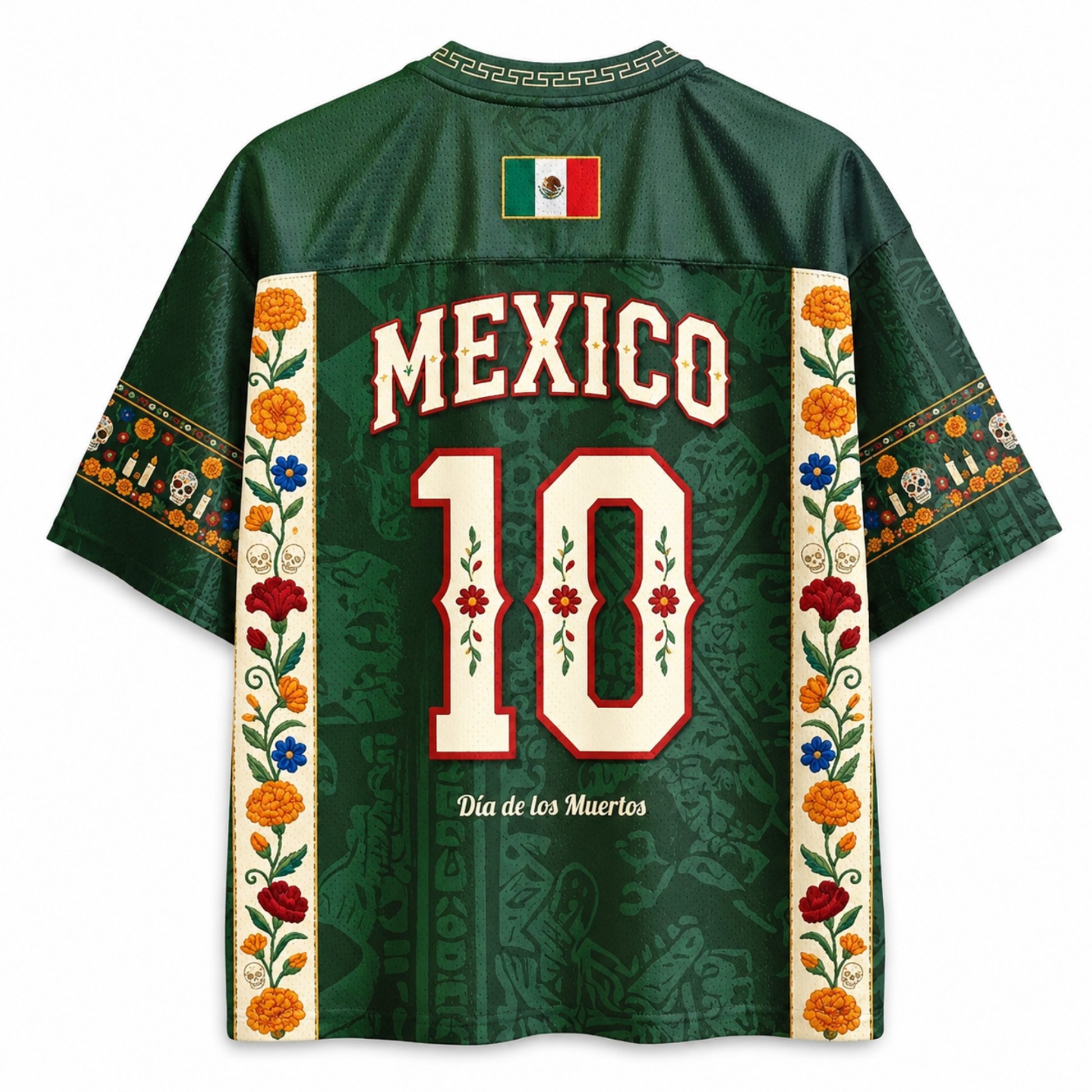 Green sports jersey with 'Mexico' and number '10' on a white background