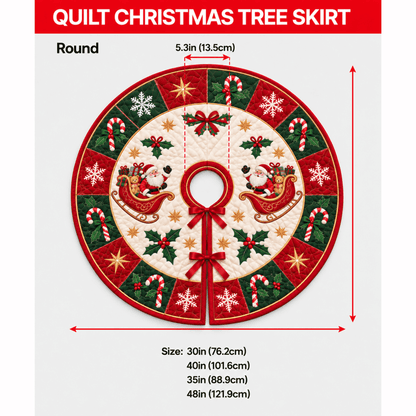 Chaotic Club Vintage Christmas Scalloped Quilted Tree Skirt