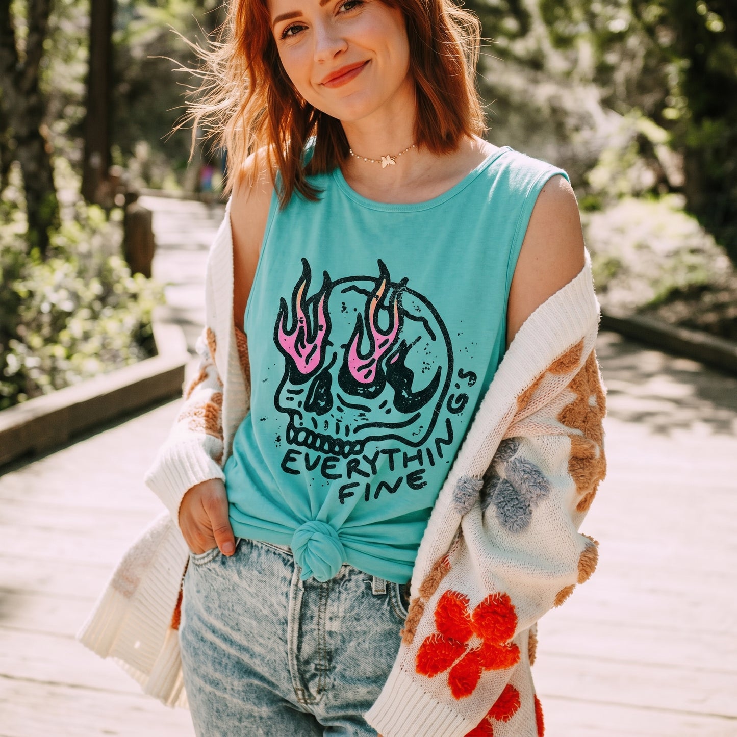 ChaoticClub Everything Is Fine Skull Tank Top